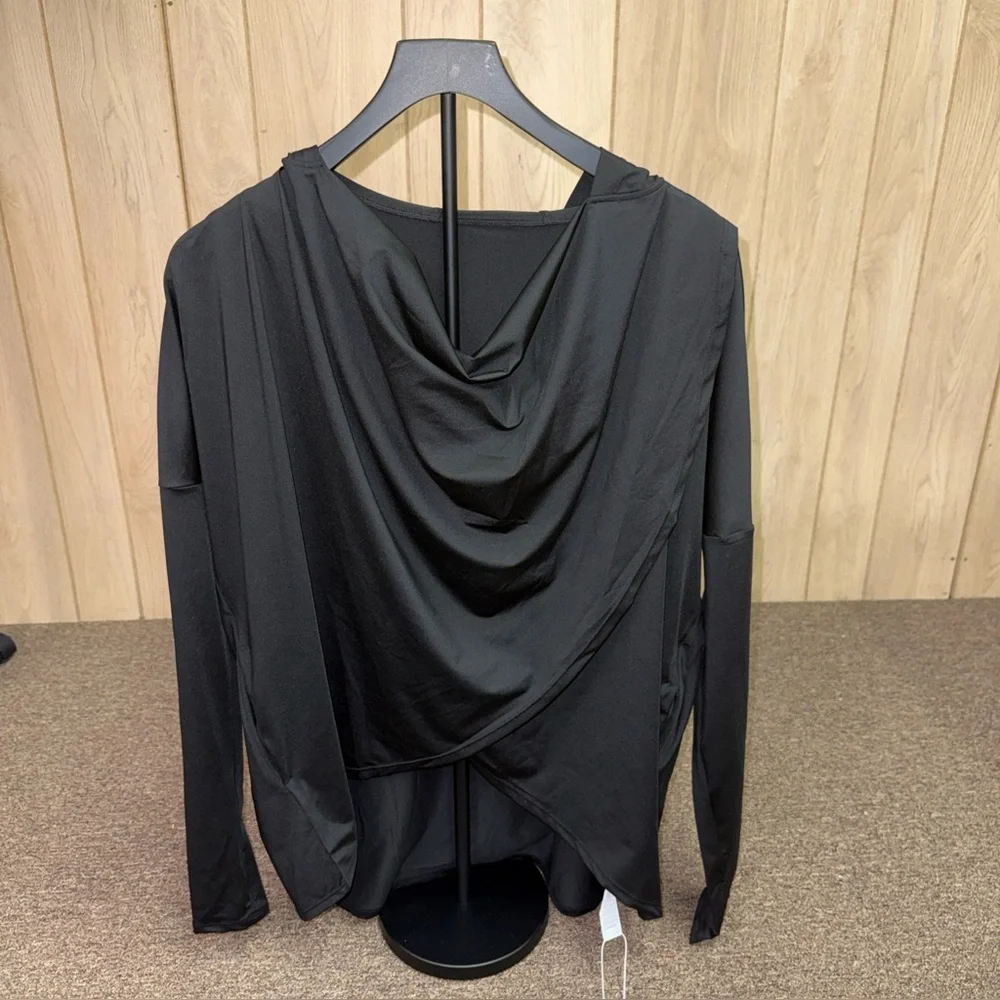 Halara Hooded Cowl Neck Long Sleeve Thumb Hole Yoga Sports Top with Pockets Sz S - Picture 1 of 9